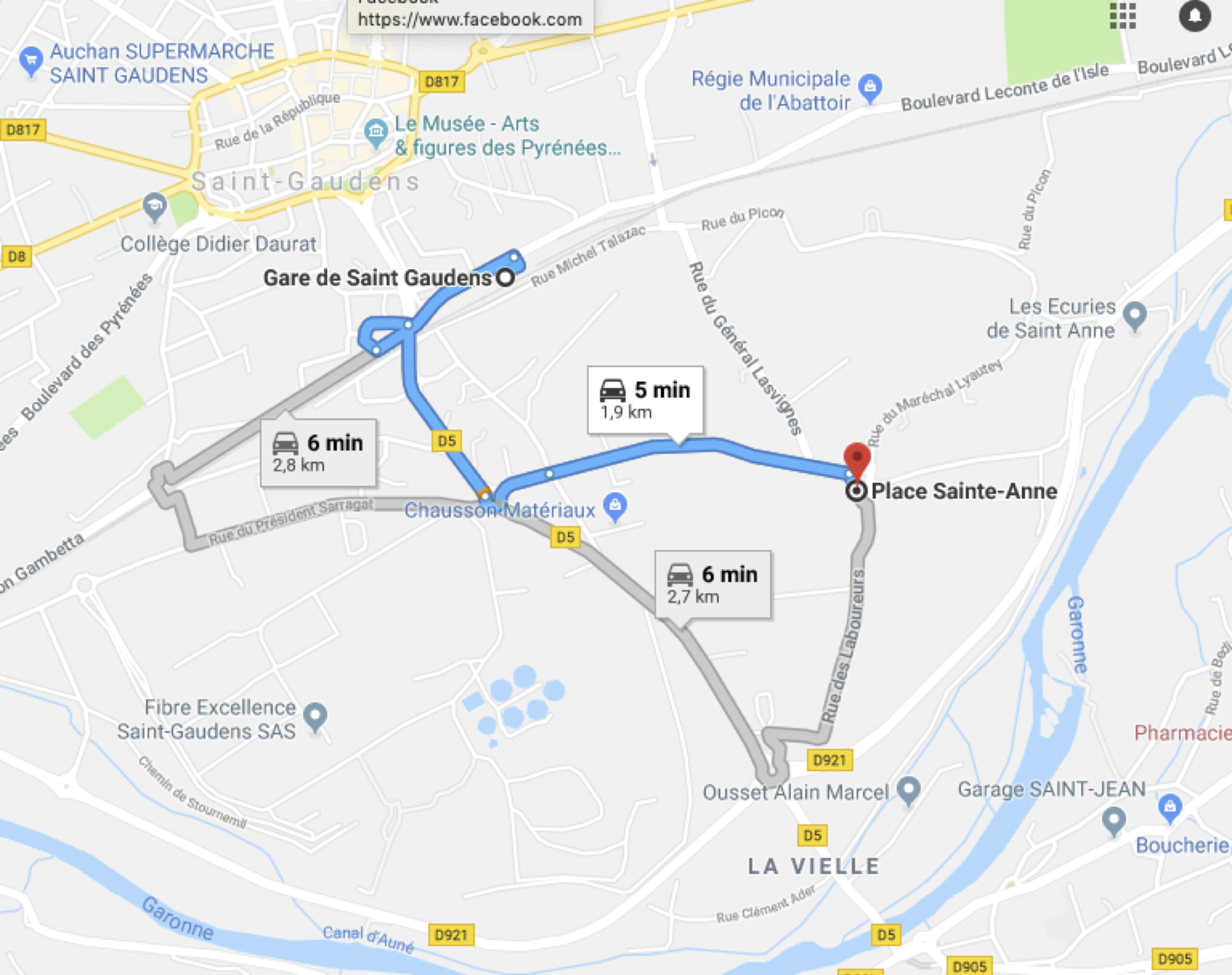 Itinéraire Salle des Fêtes Sainte-Anne