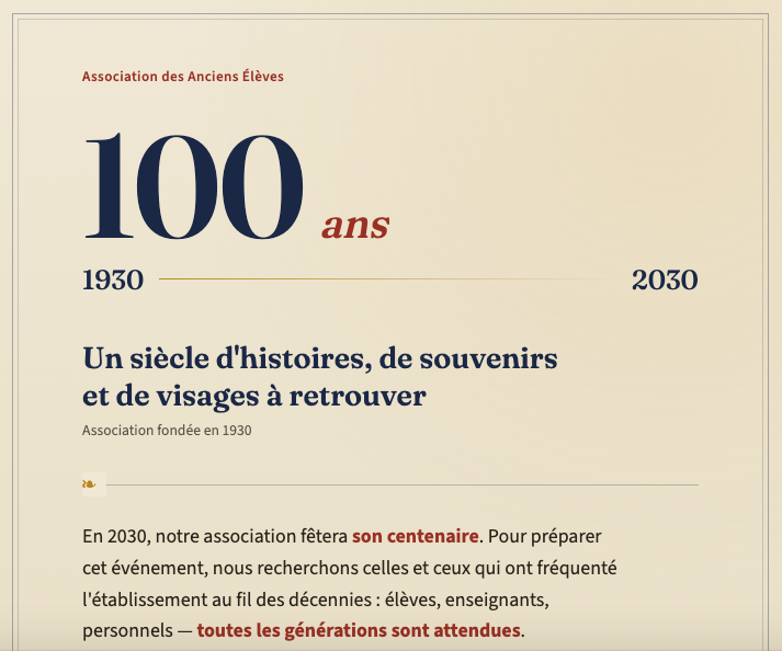 Centenaire de l&rsquo;Association en 2030